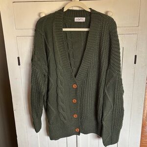 Carly Jean Los Angeles Forest Green Cardigan